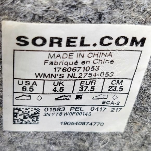 Sorel Joan Rain Wedge Chelsea Boots Quarry Black Grey NL2754-052 Womens 6.5 - Picture 6 of 11